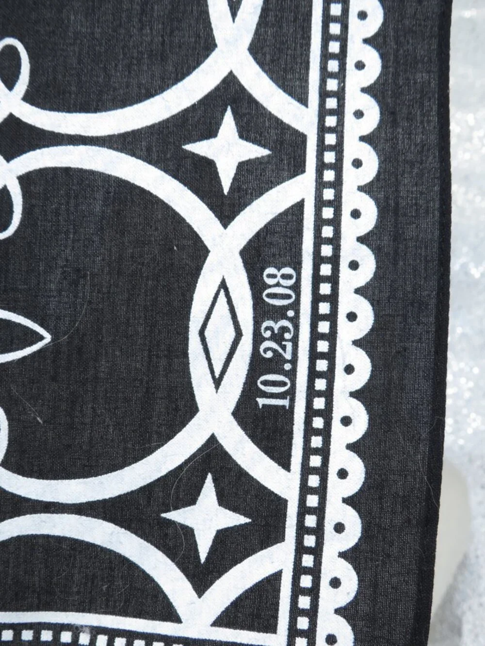 Black Bandana Square Scarf The Nines Graphic Cotton Headscarf 14x14